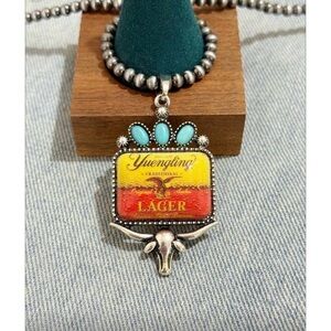 Lager silver + turquoise pendant necklace • new!